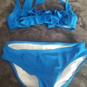 Fin Fun Mermaidens Bikini Children Blue Girls size Medium